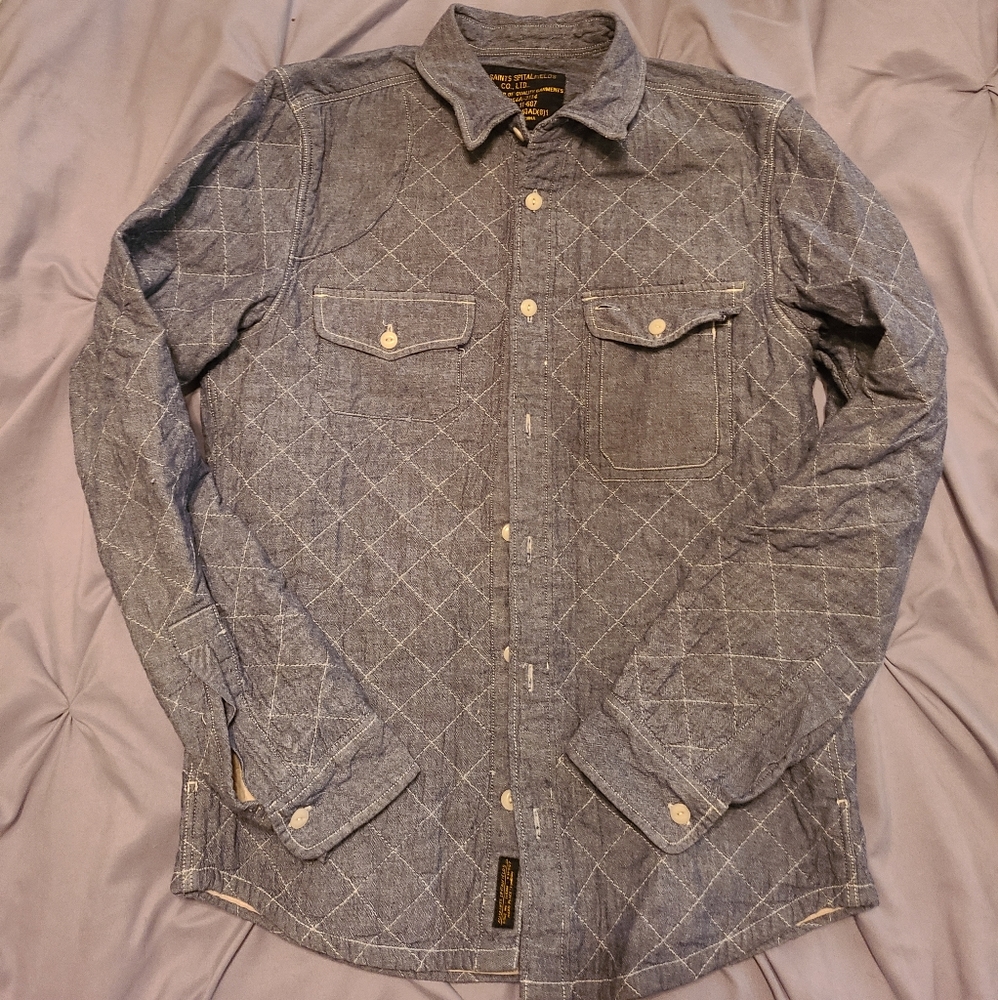 All Saints Buckley Quilted Shirt Jacket Cotton